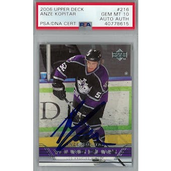 2006/07 Upper Deck #216 Anze Kopitar Young Guns RC PSA 10 Auto AUTH *8615 (Reed Buy)