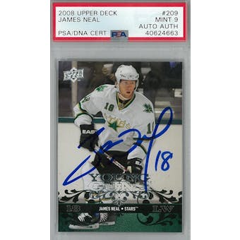 2008/09 Upper Deck #209 James Neal Young Guns RC PSA 9 Auto AUTH *4663 (Reed Buy)