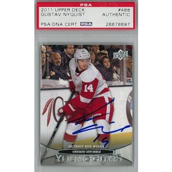 2011/12 Upper Deck #468 Gustav Nyquist Young Guns RC Auto AUTH *8697 (Reed Buy)