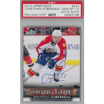 2013-14 Upper Deck #222 Jonathan Huberdeau Young Guns RC PSA 10 Auto AUTH *5168 (Reed Buy)