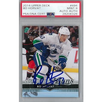 2014/15 Upper Deck #494 Bo Horvat Young Guns RC PSA 9 Auto AUTH *6326 (Reed Buy)