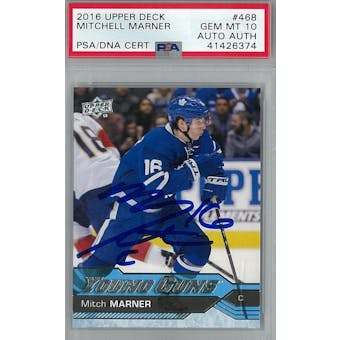 2016/17 Upper Deck #468 Mitchell Marner Young Guns RC PSA 10 Auto AUTH *6374 (Reed Buy)