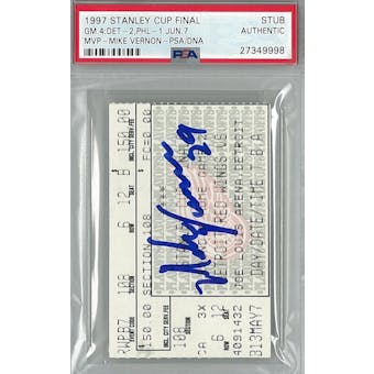 Mike Vernon 97 Stanley Cup Finals Game 4 Stub Autograph PSA AUTH*9998 (Reed Buy)