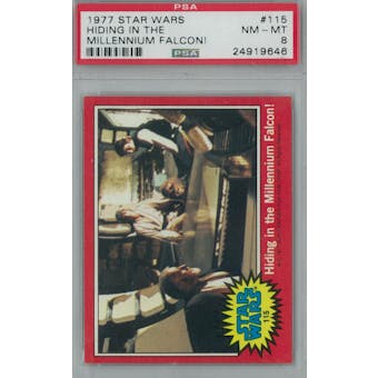 1977 Topps Star Wars #115 Hiding in the Millennium Falcon PSA 8 (NM-MT) *9646 (Reed Buy)