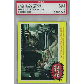 1977 Topps Star Wars #134 Luke Dreams of being a Star Pilot PSA 9 (Mint) *1842 (Reed Buy)