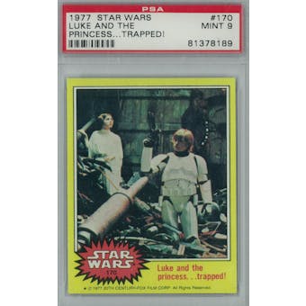 1977 Topps Star Wars #170 Luke and the Princess Trapped PSA 9 (Mint) *8189 (Reed Buy)