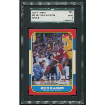 1986/87 Fleer Basketball #82 Hakeem Olajuwon Rookie SGC 96 (MINT 9)