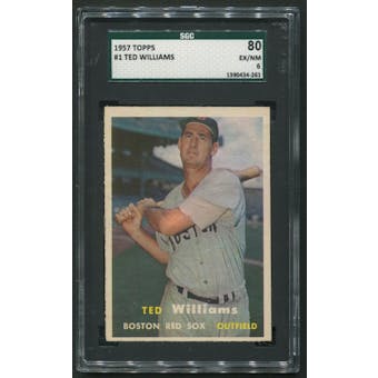 1957 Topps Baseball #1 Ted Williams SGC 80 (EX-NM 6)