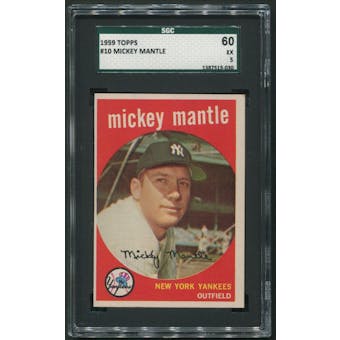 1959 Topps Baseball #10 Mickey Mantle SGC 60 (EX 5)