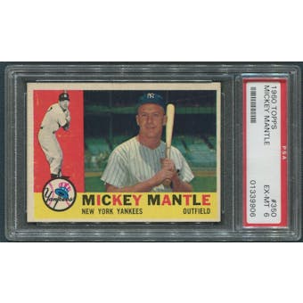 1960 Topps Baseball #350 Mickey Mantle PSA 6 (EX-MT)