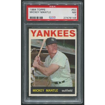 1964 Topps Baseball #50 Mickey Mantle PSA 7 (NM)