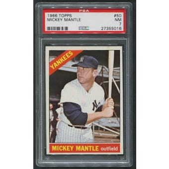 1966 Topps Baseball #50 Mickey Mantle PSA 7 (NM)