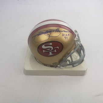 Jimmy Johnson San Francisco 49ers Autographed Football Mini Helmet (HOF 94) TriStar COA 6081635 (Reed Buy)