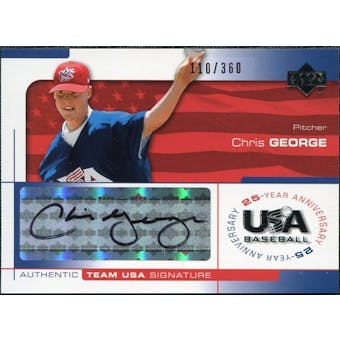 2004 Upper Deck USA Baseball 25th Anniversary Signatures Black Ink #GEO Chris George Autograph /360
