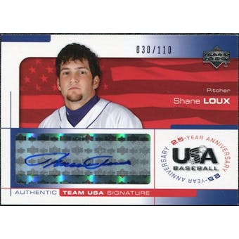 2004 Upper Deck USA Baseball 25th Anniversary Signatures Blue Ink #LOUX Shane Loux Autograph /110