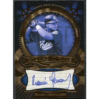 2004 Upper Deck Etchings Etched in Time Autograph Blue #HE Ramon Hernandez /150