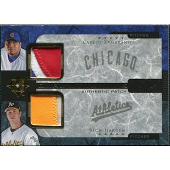 2005 Upper Deck Ultimate Collection Dual Materials Patch #ZH Carlos Zambrano Rich Harden 8/10