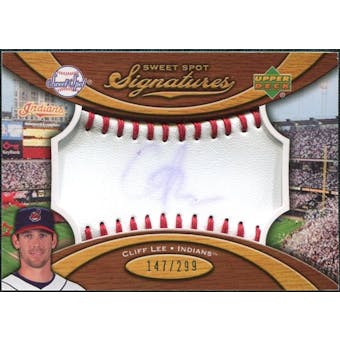 2007 Upper Deck Sweet Spot Signatures Red Stitch Blue Ink #CL Cliff Lee /299