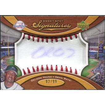 2007 Upper Deck Sweet Spot Signatures Red Stitch Blue Ink #DY Delmon Young /99