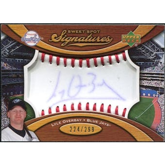 2007 Upper Deck Sweet Spot Signatures Red Stitch Blue Ink #LO Lyle Overbay /299