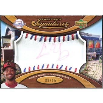 2007 Upper Deck Sweet Spot Signatures Red-Blue Stitch Red Ink #YG Chris B. Young /15