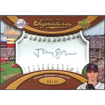 2007 Upper Deck Sweet Spot Signatures Silver Stitch Silver Ink #JS Jeremy Sowers /45