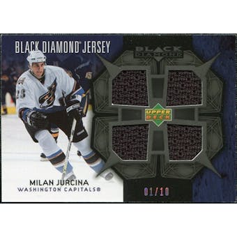 2007/08 Upper Deck Black Diamond Jerseys Black Quad #BDJMJ Milan Jurcina 1/10