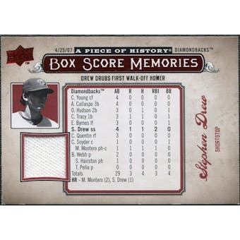 2008 Upper Deck UD A Piece of History Box Score Memories Jersey #BSM2 Stephen Drew