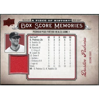 2008 Upper Deck UD A Piece of History Box Score Memories Jersey #BSM7 Dustin Pedroia