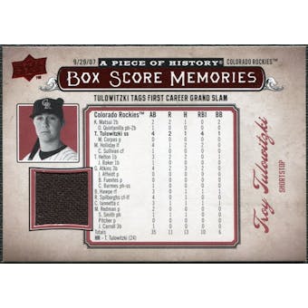 2008 Upper Deck UD A Piece of History Box Score Memories Jersey #BSM20 Troy Tulowitzki