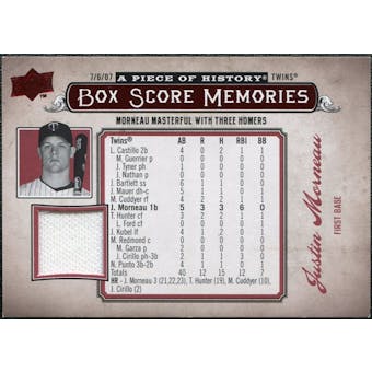 2008 Upper Deck UD A Piece of History Box Score Memories Jersey #BSM35 Justin Morneau