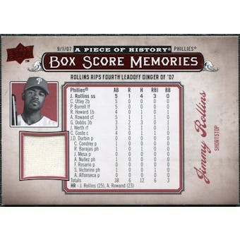 2008 Upper Deck UD A Piece of History Box Score Memories Jersey #BSM45 Jimmy Rollins
