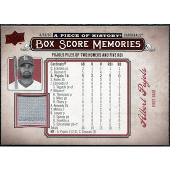 2008 Upper Deck UD A Piece of History Box Score Memories Jersey #BSM49 Albert Pujols