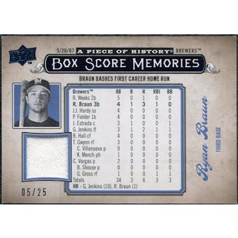2008 UD A Piece of History Box Score Memories Jersey Blue #BSM32 Ryan Braun /25