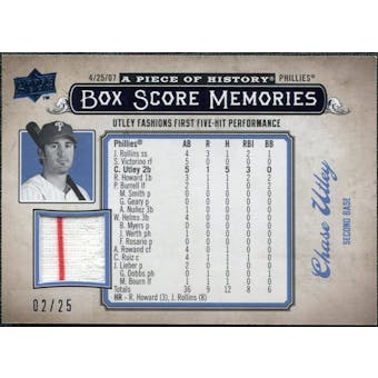 2008 UD A Piece of History Box Score Memories Jersey Blue #BSM43 Chase Utley /25