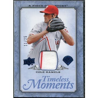 2008 UD A Piece of History Timeless Moments Jersey Blue #41 Cole Hamels /25