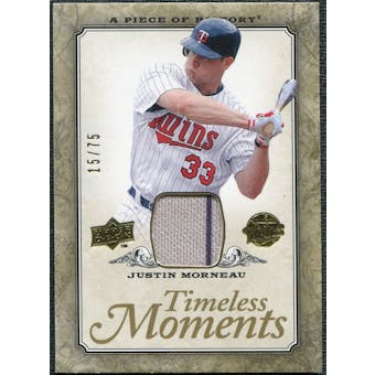 2008 Upper Deck UD A Piece of History Timeless Moments Jersey Gold #29 Justin Morneau /75