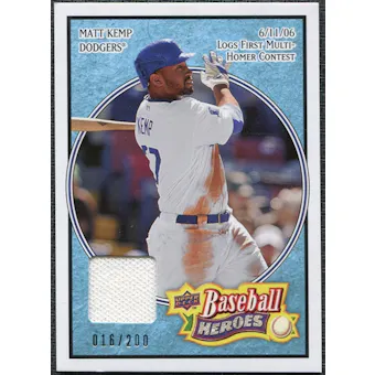 2008 Upper Deck Heroes Jersey Light Blue #90 Matt Kemp /200