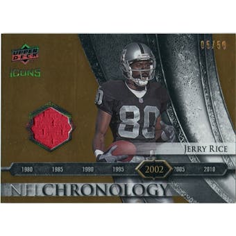 2008 Upper Deck Icons NFL Chronology Jersey Gold #CHR27 Jerry Rice /50