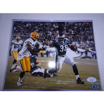 Brian Westbrook Philadelphia Eagles Autographed Football 8x10 Photo JSA COA #HH11571 (Reed Buy)