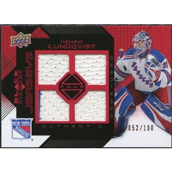 2008/09 Upper Deck Black Diamond Jerseys Quad Ruby #BDJHL Henrik Lundqvist /100