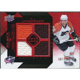2008/09 Upper Deck Black Diamond Jerseys Quad Ruby #BDJRJ R.J. Umberger /100