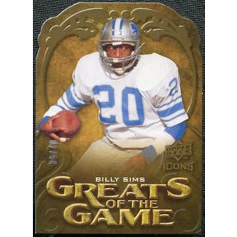 2009 Upper Deck Icons Greats of the Game Die Cut #GGSI Billy Sims /40