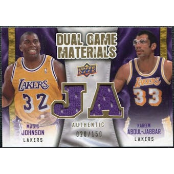 2009/10 Upper Deck Game Materials Dual Gold #DGMK Kareem Abdul-Jabbar Magic Johnson /150