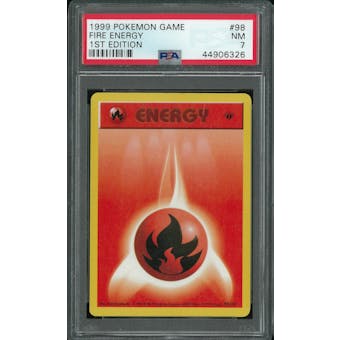 Pokemon Base Set 1st Edition Shadowless Fire Energy 98/102 PSA 7