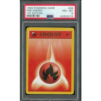 Pokemon Base Set 1st Edition Shadowless Fire Energy 98/102 PSA 8