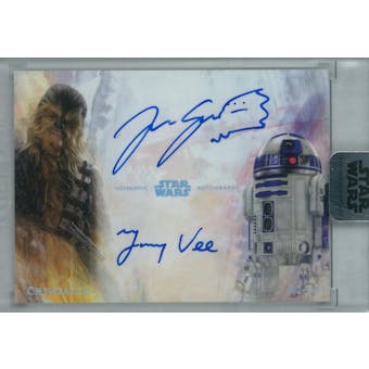 Joonas Suotamo/Jimmy Vee 2018 Topps Star Wars Stellar Signatures Chewbacca/R2-D2 Autograph #/25 (Reed Buy)