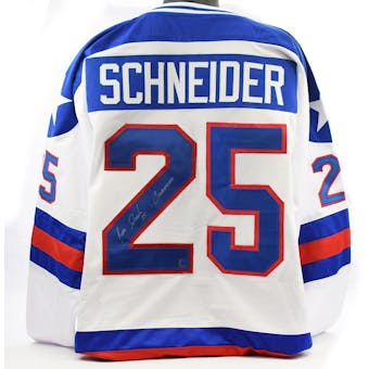 Buzz Schneider Autographed USA Miracle on Ice White Jersey w/ Coneheads (DACW COA)