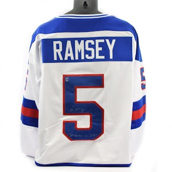 Mike Ramsey Autographed USA Miracle on Ice White Jersey w/ Miracle on Ice (DACW COA)