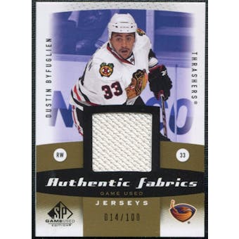 2010/11 Upper Deck SP Game Used Authentic Fabrics Gold #AFDB Dustin Byfuglien /100
